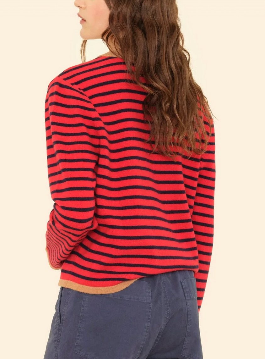 Maxwell Sweater in Navy/Red Stripe-Sweaters-Xirena-Navy/Red Stripe-XS-Mercantile Portland