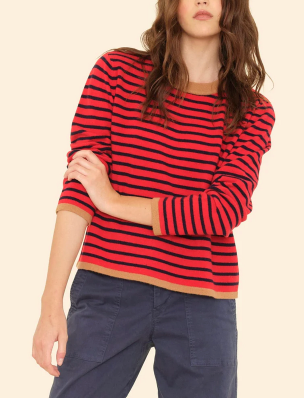 Maxwell Sweater in Navy/Red Stripe-Sweaters-Xirena-Navy/Red Stripe-XS-Mercantile Portland