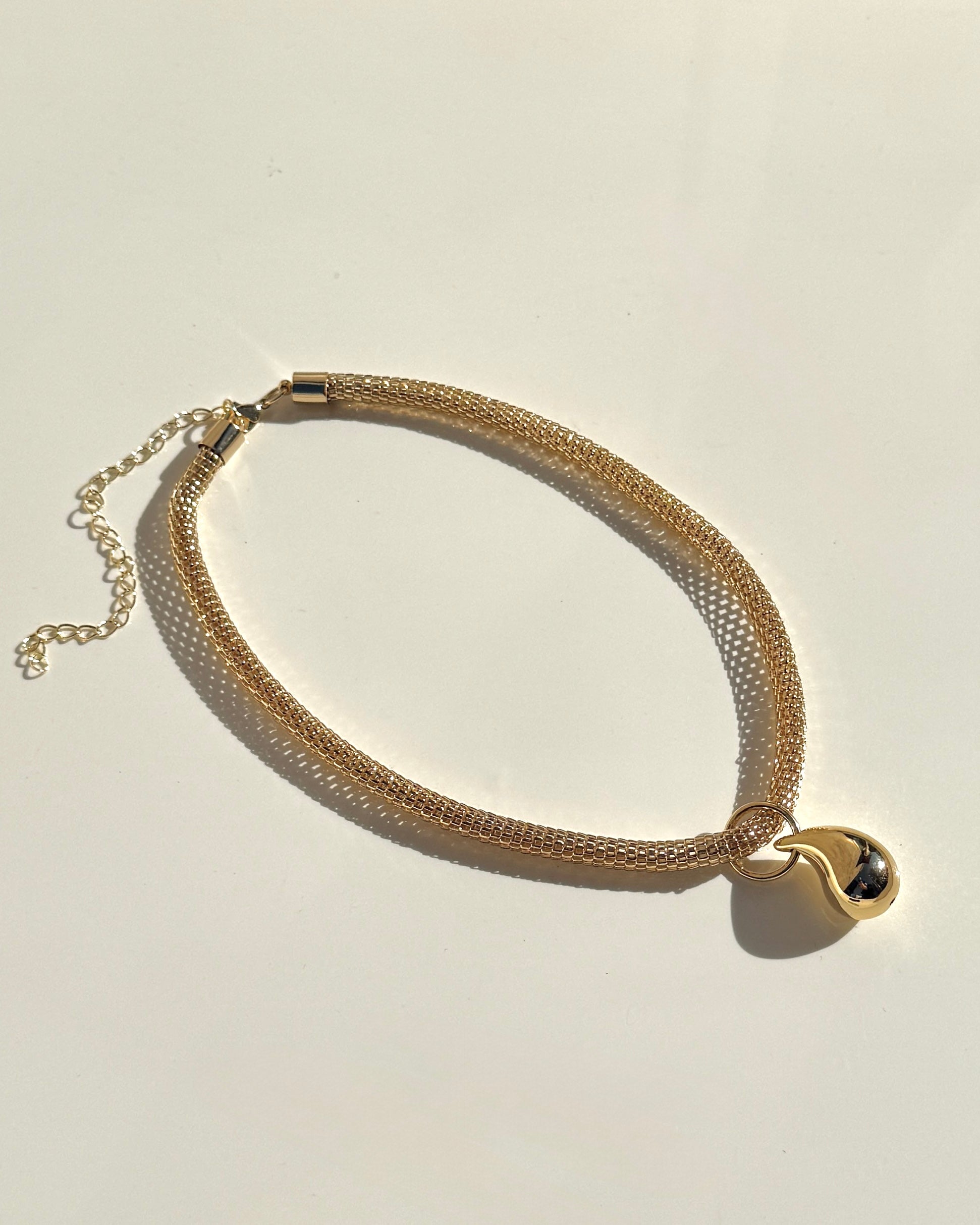 Mesh Snake Chain with Bean Pendant-Jewelry-Paula Rosen-Mercantile Portland