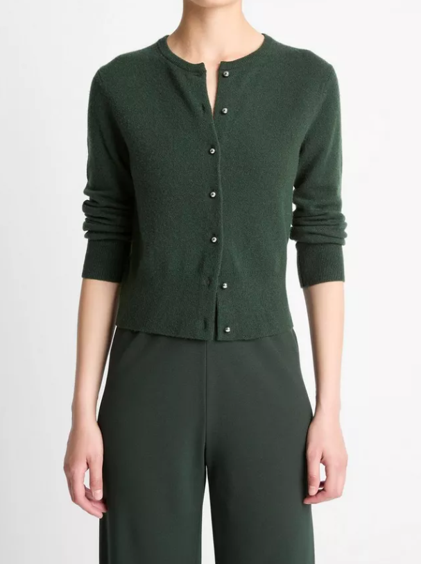 Metal-Button Wool & Cashmere Cardigan-Clothing-Vince-Black-XXS-Mercantile Portland