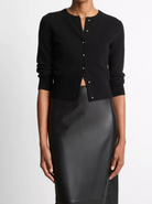 Metal-Button Wool & Cashmere Cardigan-Clothing-Vince-Black-XXS-Mercantile Portland