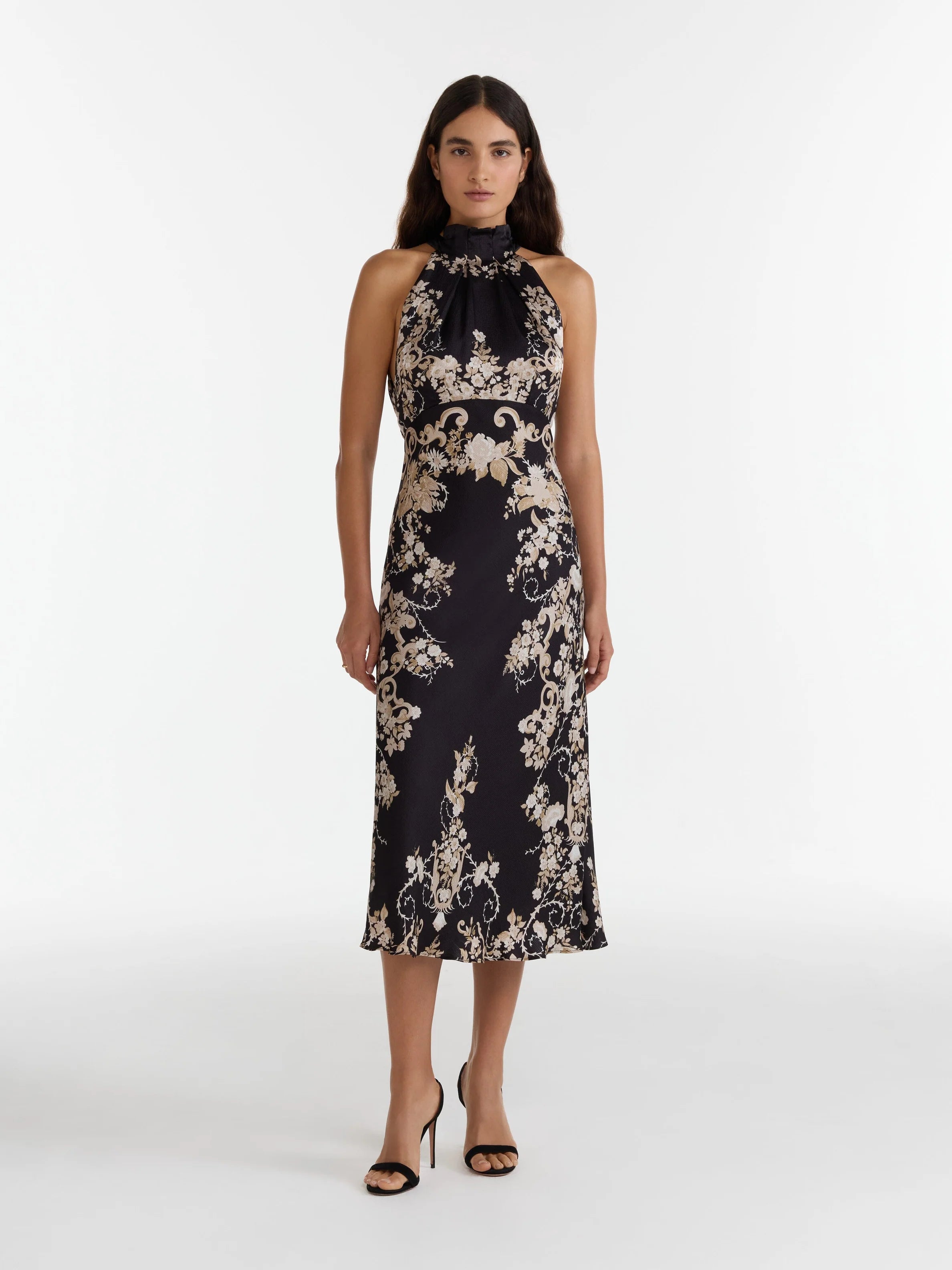 Michelle Midi Dress in Nerine Noir-Dresses-Saloni-0-Nerine Noir-Mercantile Portland