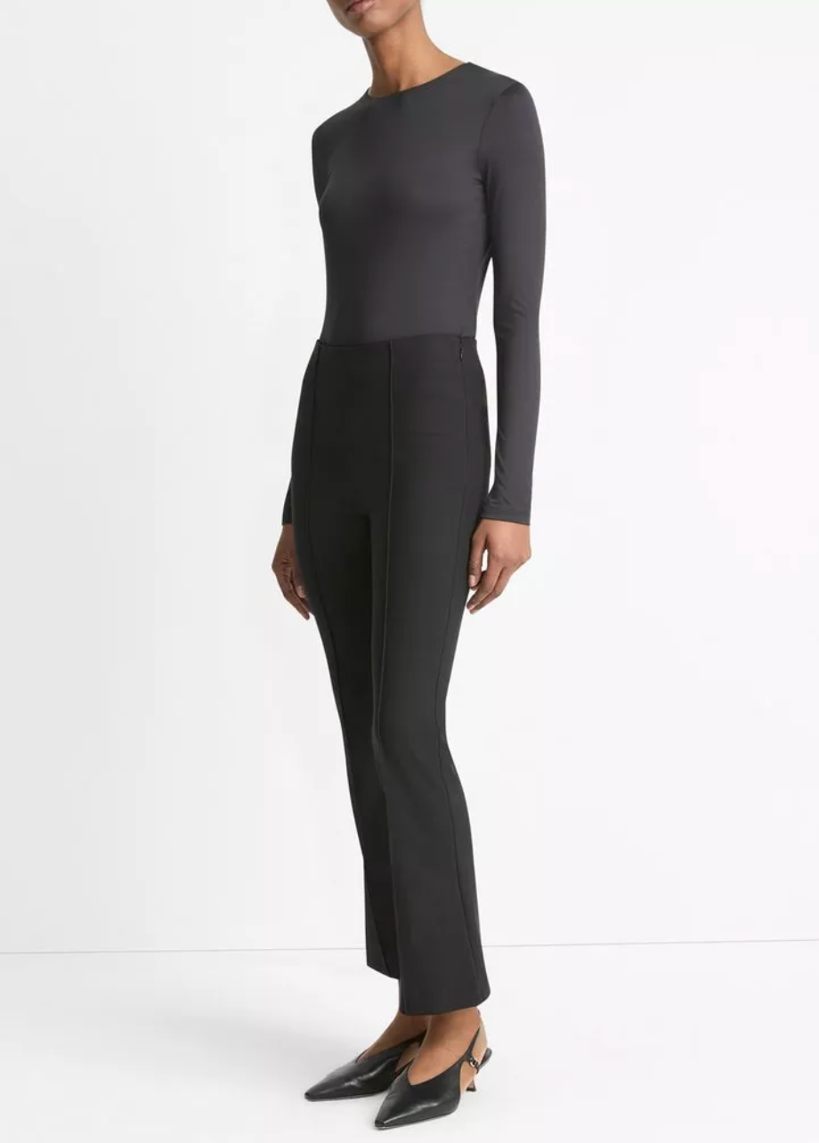 Mid-Rise Pintuck Crop Flare Pant in Black-Pants-Vince-Black-XXS-Mercantile Portland