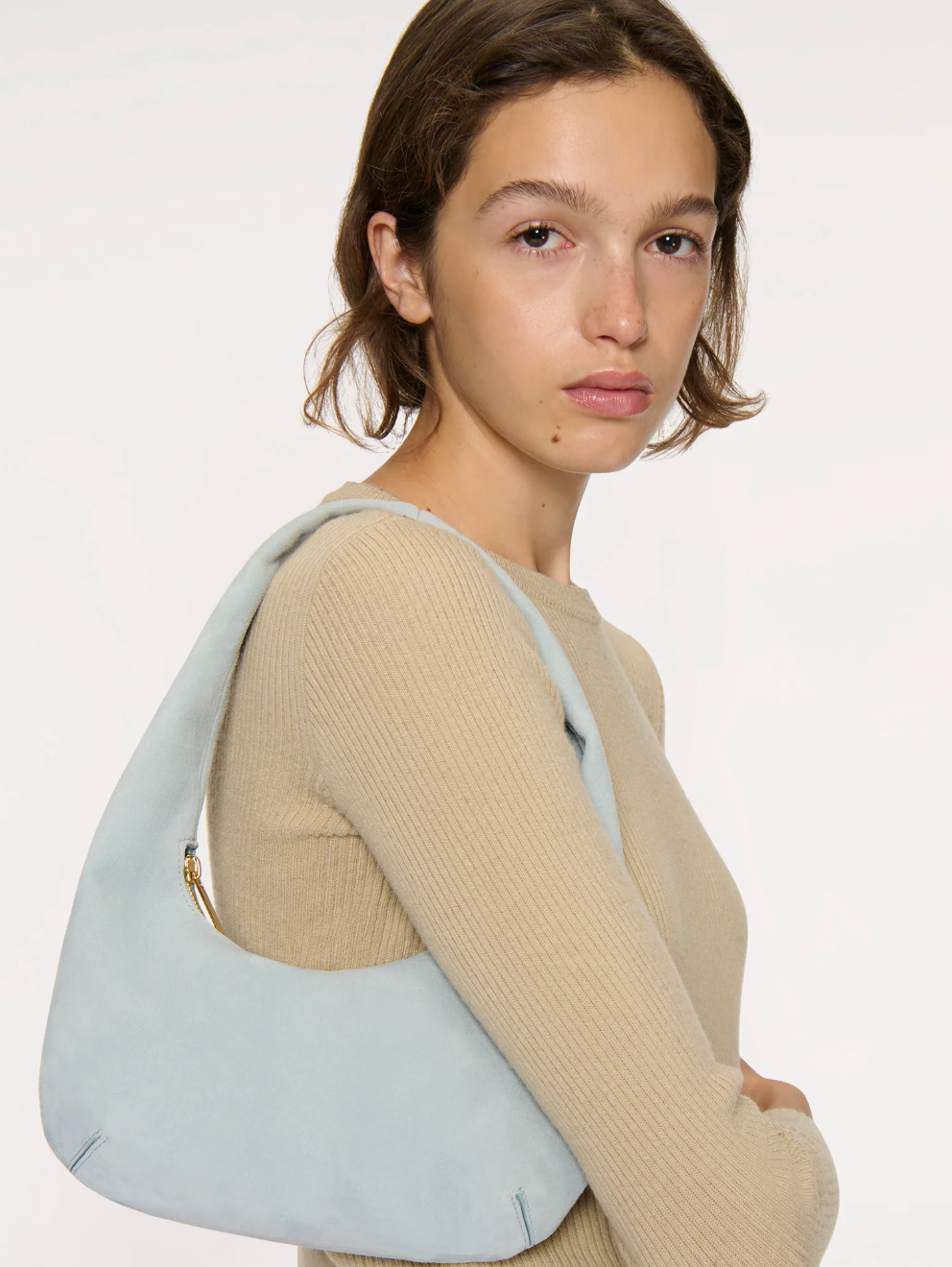 Mini Gnocchi Bag in Baby Blue Suede-Handbags-Mansur Gavriel-Baby Blue Suede-OS-Mercantile Portland