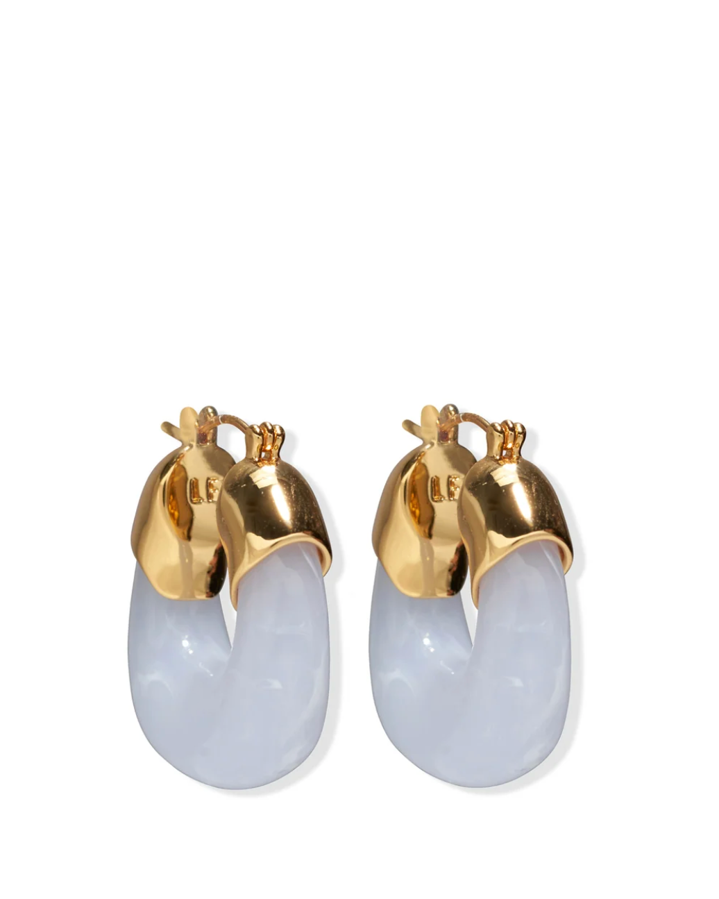 Mini Organic Hoop Earrings in Marbled Blue Lace-Jewelry-Lizzie Fortunato-Blue-OS-Mercantile Portland