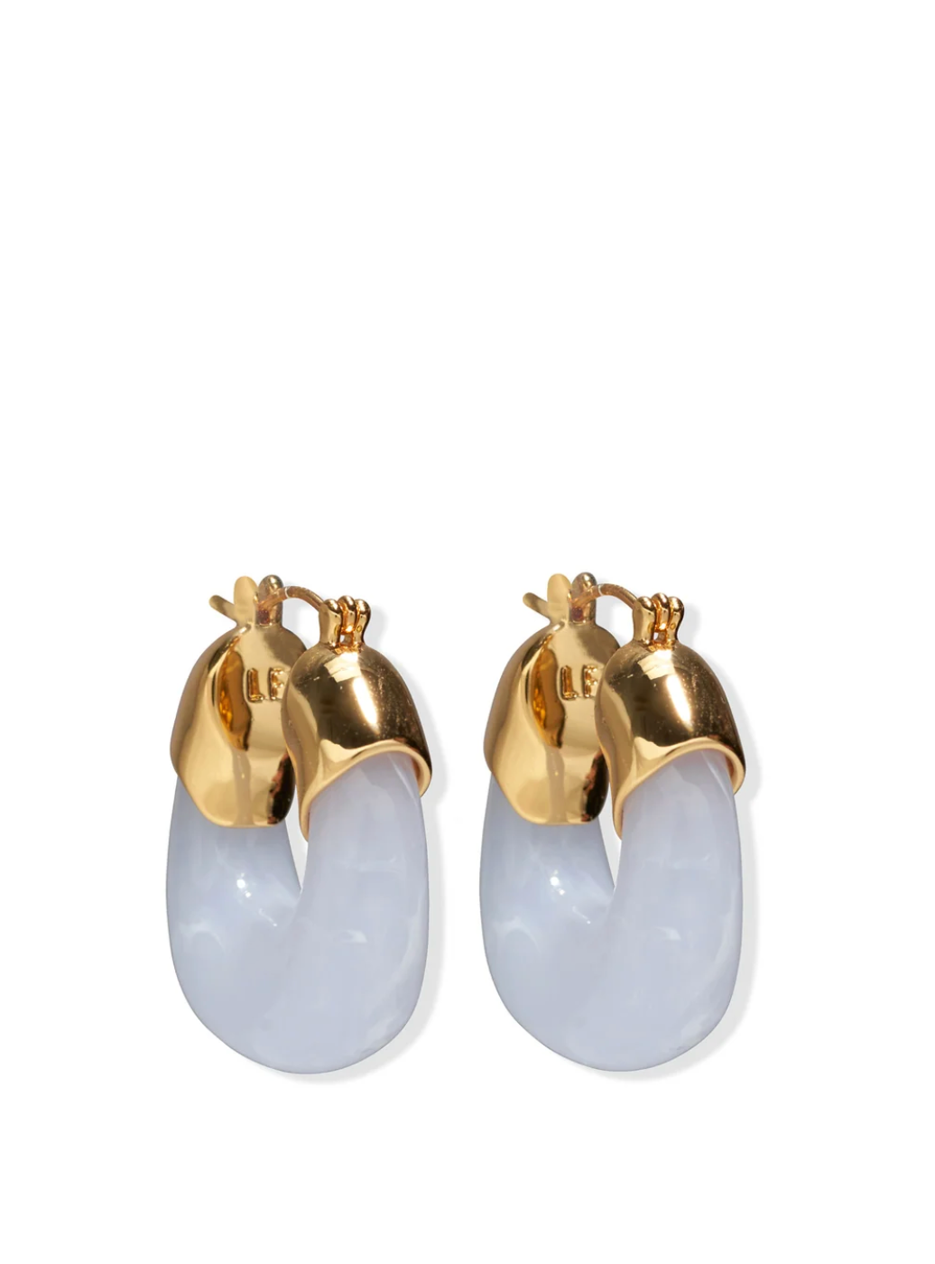 Mini Organic Hoop Earrings in Marbled Blue Lace-Jewelry-Lizzie Fortunato-Blue-OS-Mercantile Portland