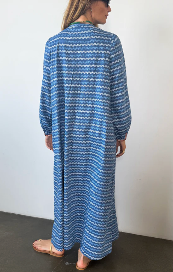Mira Palma Cotton Voile Caftan-Dresses-Ciao Lucia-Azure-XXS-Mercantile Portland