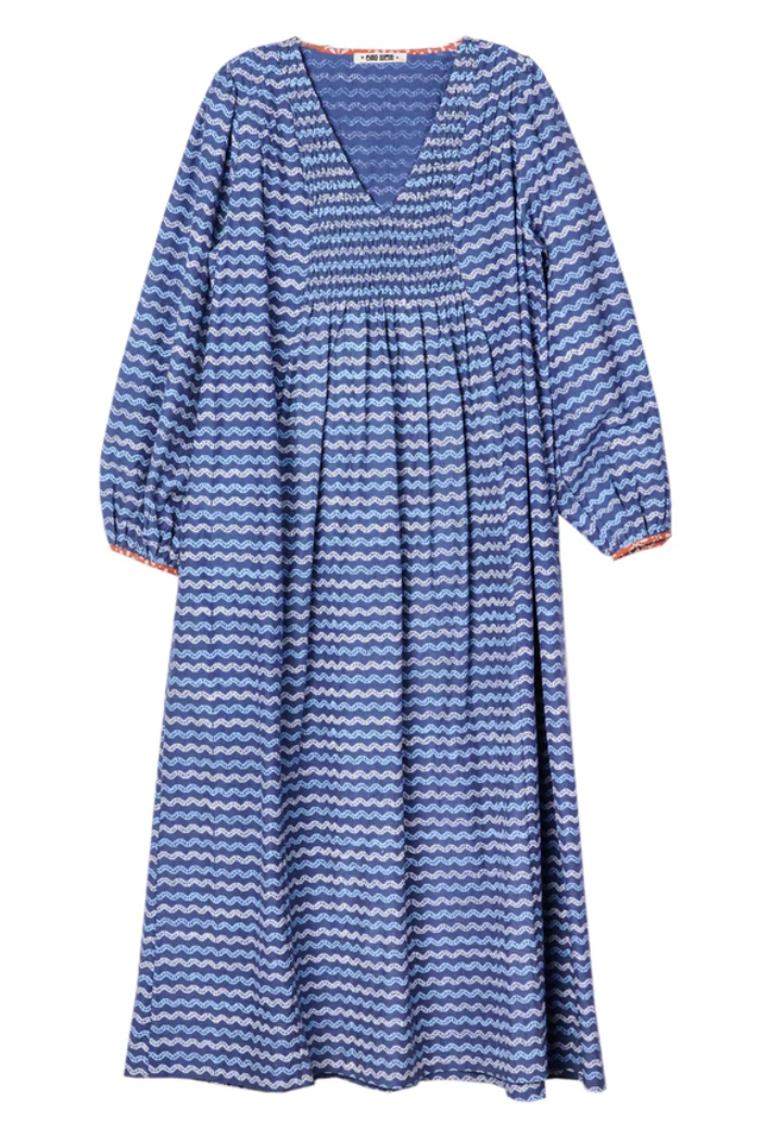 Mira Palma Cotton Voile Caftan-Dresses-Ciao Lucia-Azure-XXS-Mercantile Portland