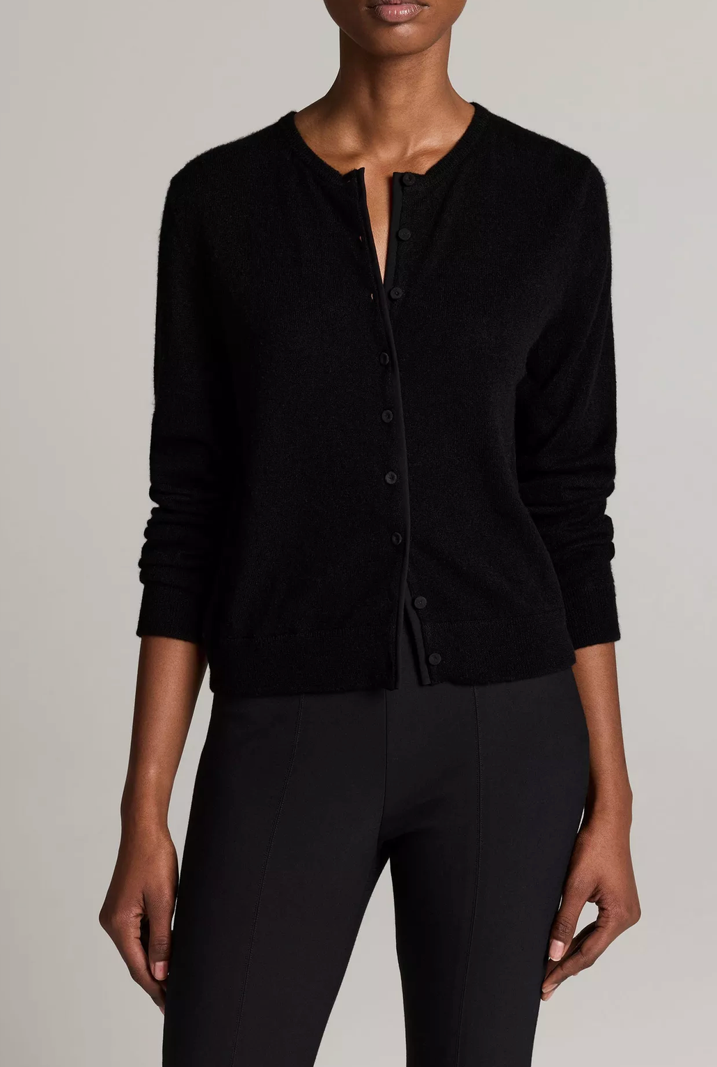 Mixed-Media Cardigan in Black-Sweaters-Vince-Black-XXS-Mercantile Portland