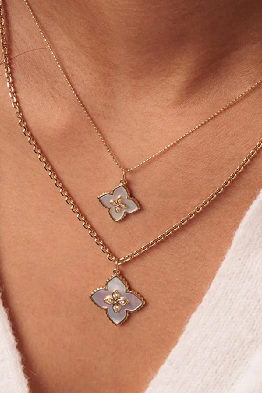 Moroccan Flower on 18" Gold Chain-Jewelry-Sydney Evan-Yellow Gold-OS-Mercantile Portland