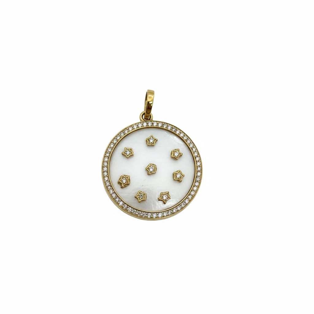 Mother of Pearl & Diamond Stardust Pendant-Jewelry-Paula Rosen-Yellow Gold-OS-Mercantile Portland