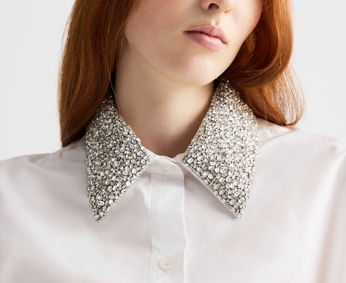 New Earl Shirt with Crystal Collar-Shirts-TWP-White-P-Mercantile Portland