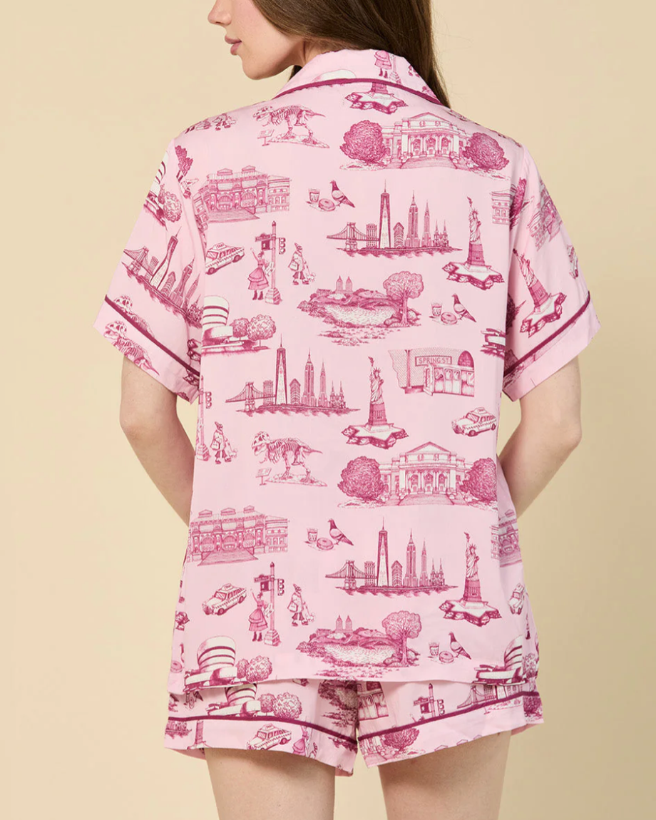 New York Toile PJ Shorts Set-Clothing-Katie Kime-Pink-XS-Mercantile Portland