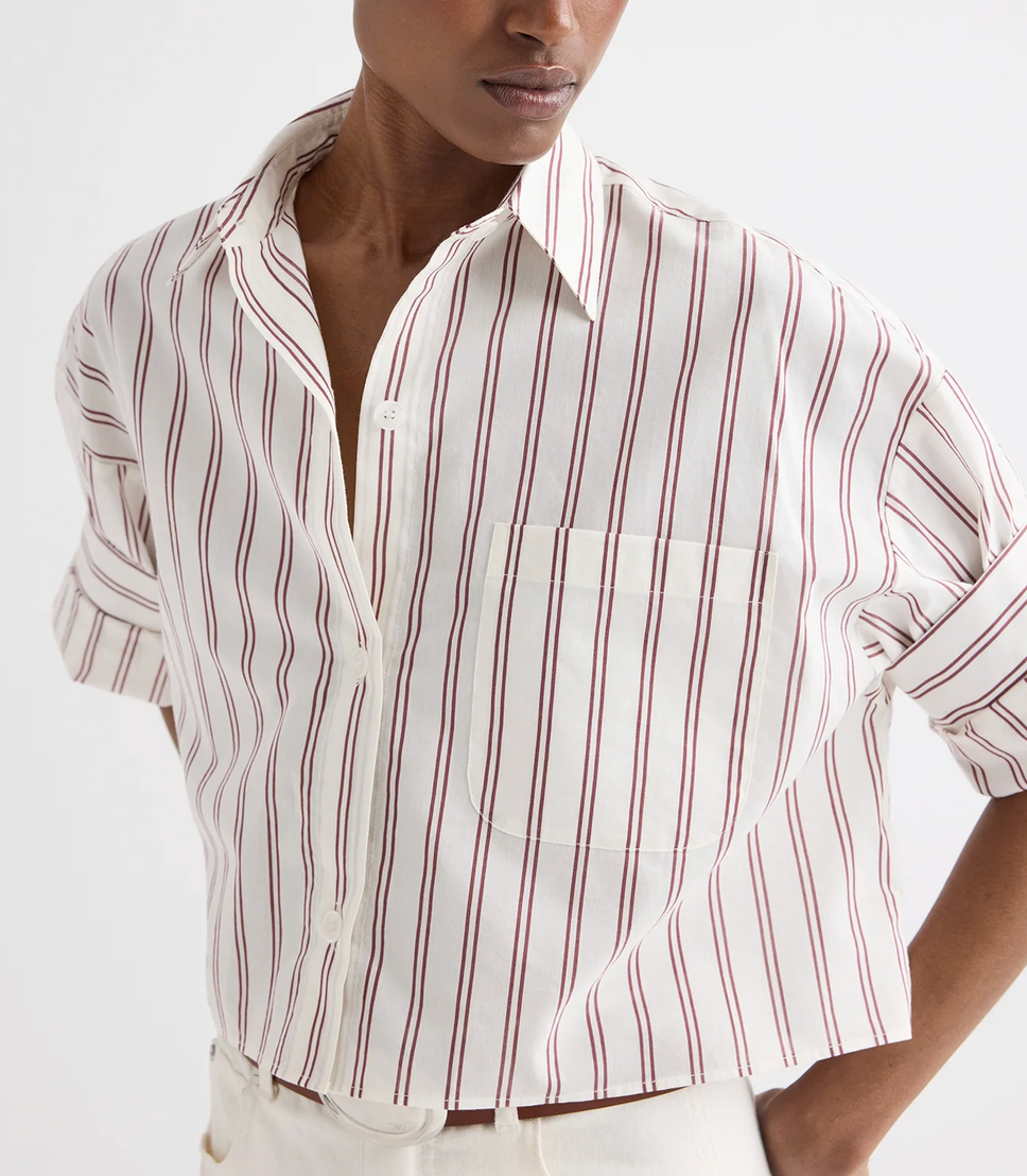 Next Ex Shirt in White/Wine-Shirts-TWP-White/Wine-P-Mercantile Portland