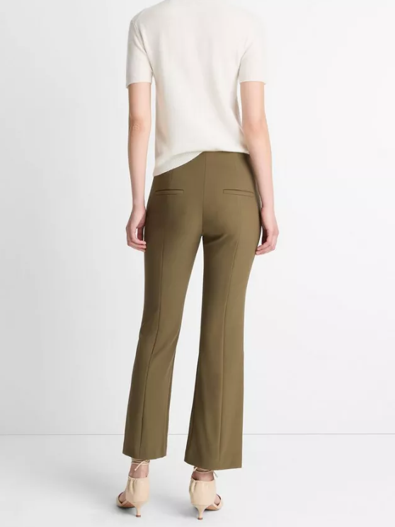 Niki Mid-Rise Pintuck Crop Flare Pant-Pants-Vince-Cypress-Medium-Mercantile Portland