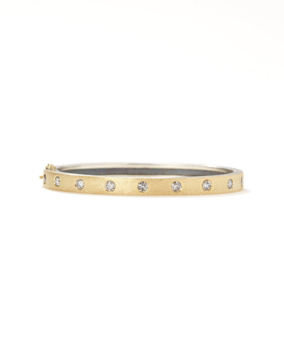 Nine Plus 6mm Yellow Gold Salt & Pepper Diamond Bangle-Jewelry-Rene Escobar-Mercantile Portland