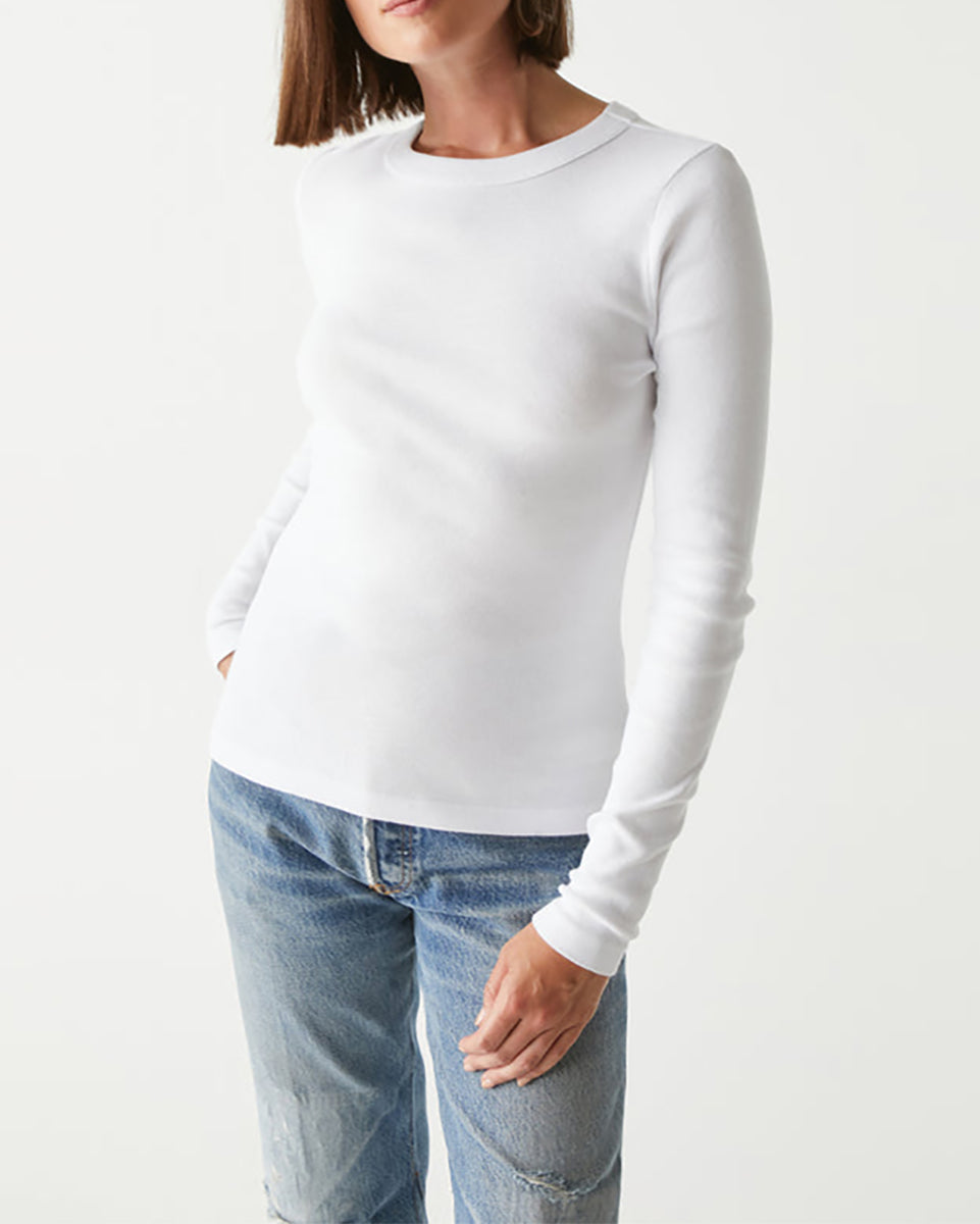 Nori Long Sleeve Tee-Shirts-Michael Stars-White-O/S-Mercantile Portland