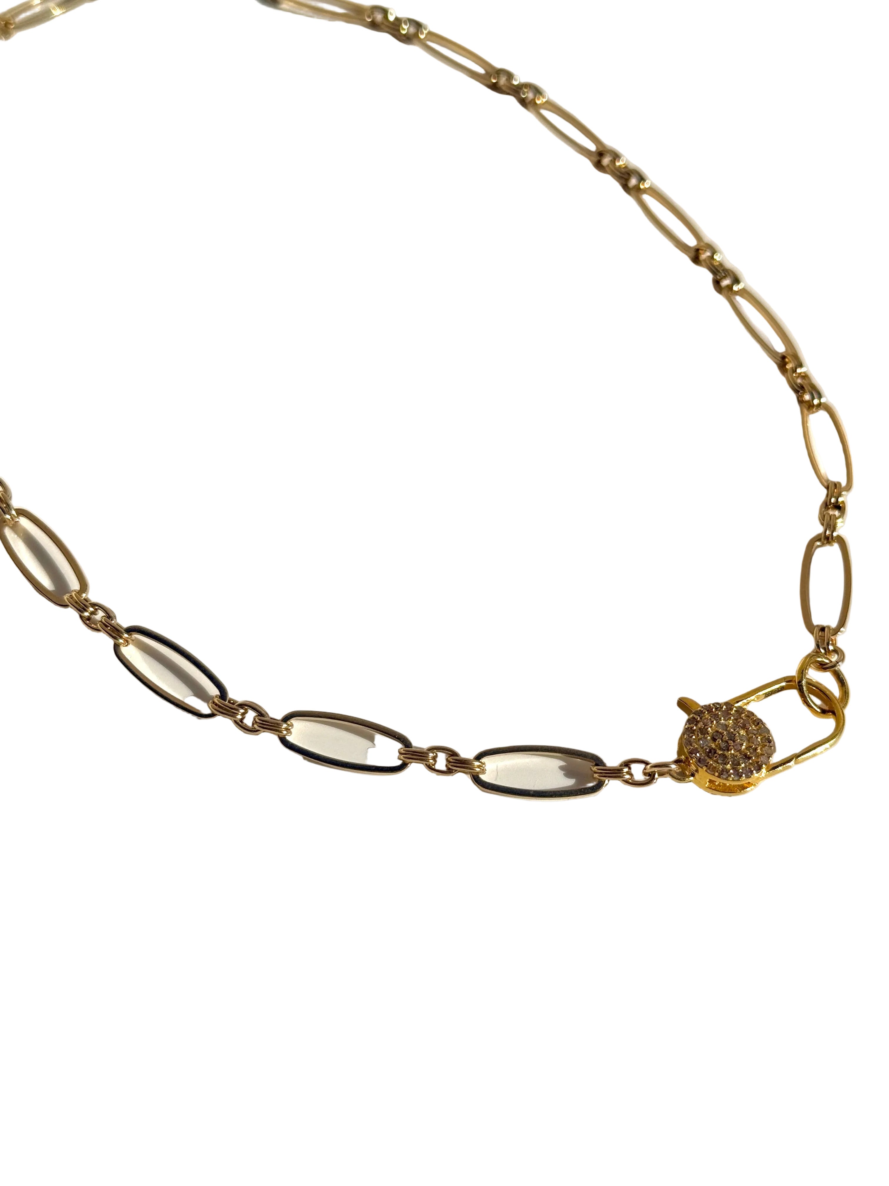 Oblong Paperclip Necklace with Diamond Clasp-Jewelry-Paula Rosen-Mercantile Portland