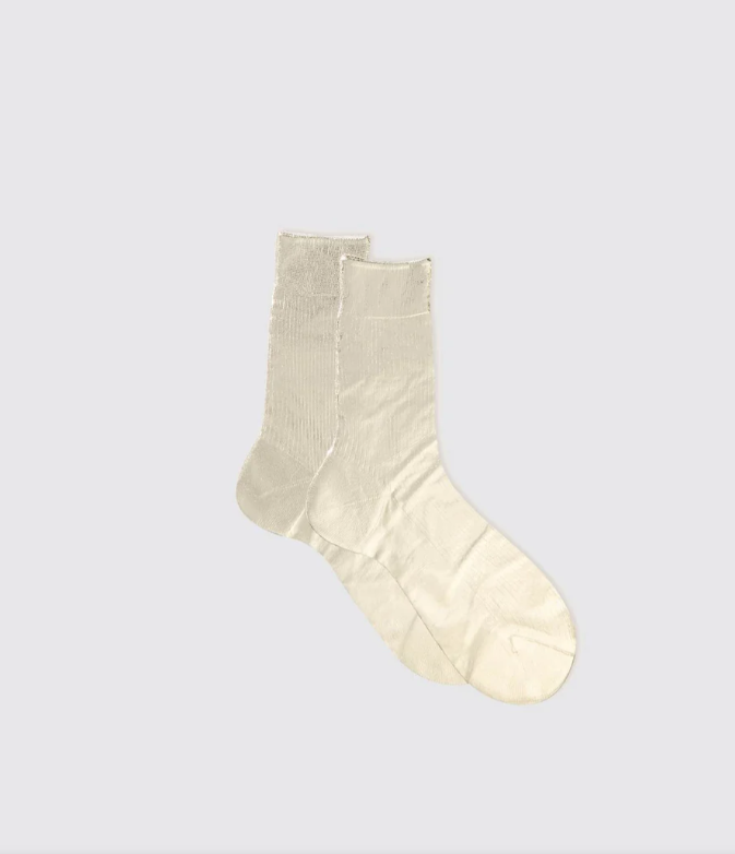 One Ribbed Laminated Socks-Socks-Maria La Rosa-Platino-OS-Mercantile Portland