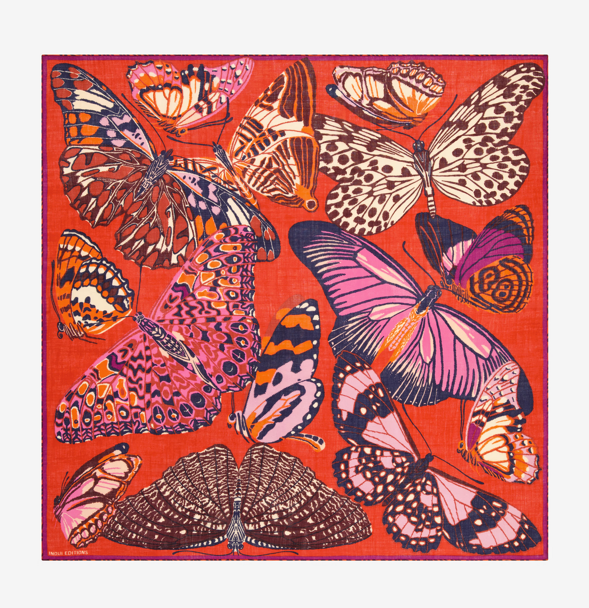 Papillons Scarf in Red-Scarves and Wraps-Inoui Editions-Red-OS-Mercantile Portland