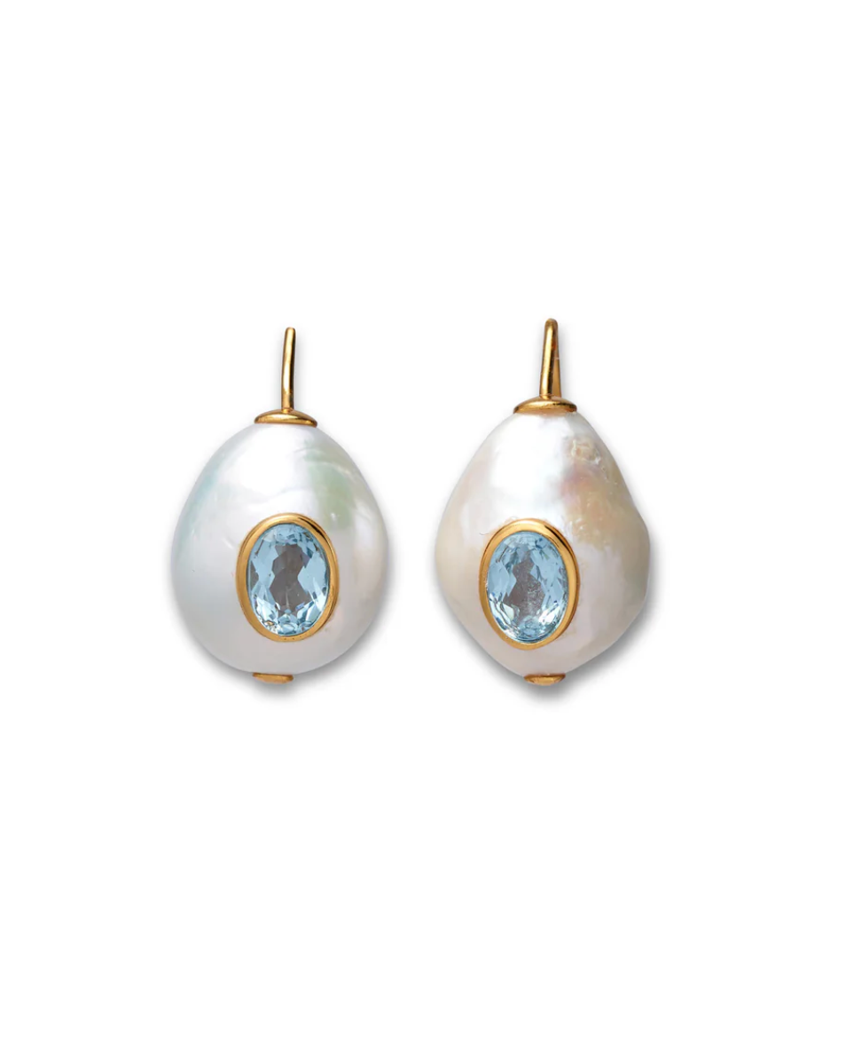 Pearl Pablo Earrings-Jewelry-Lizzie Fortunato-Blue Topaz-OS-Mercantile Portland