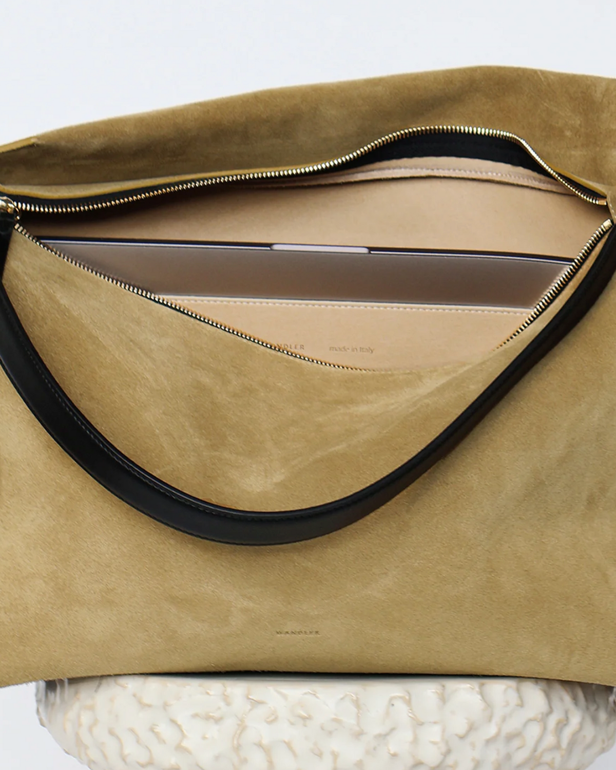 Penelope Tote in Khaki Suede-Handbags-Wandler-Khaki Suede-OS-Mercantile Portland