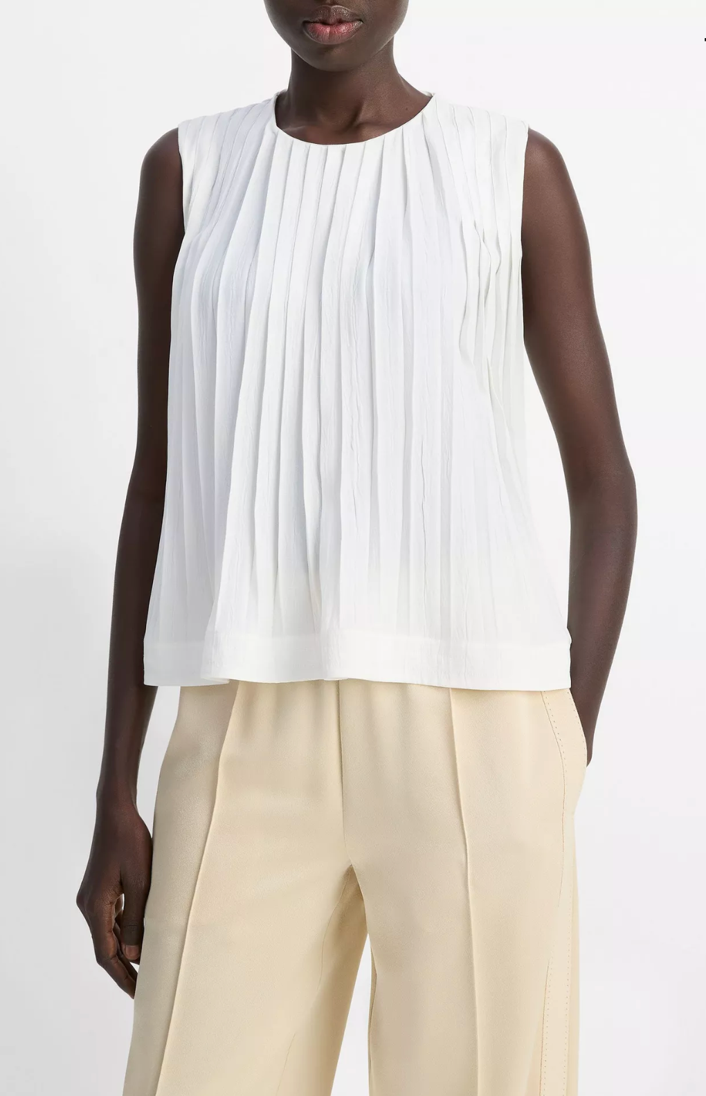 Pleated A-Line Top-Staging-Vince-XXS-Black-Mercantile Portland