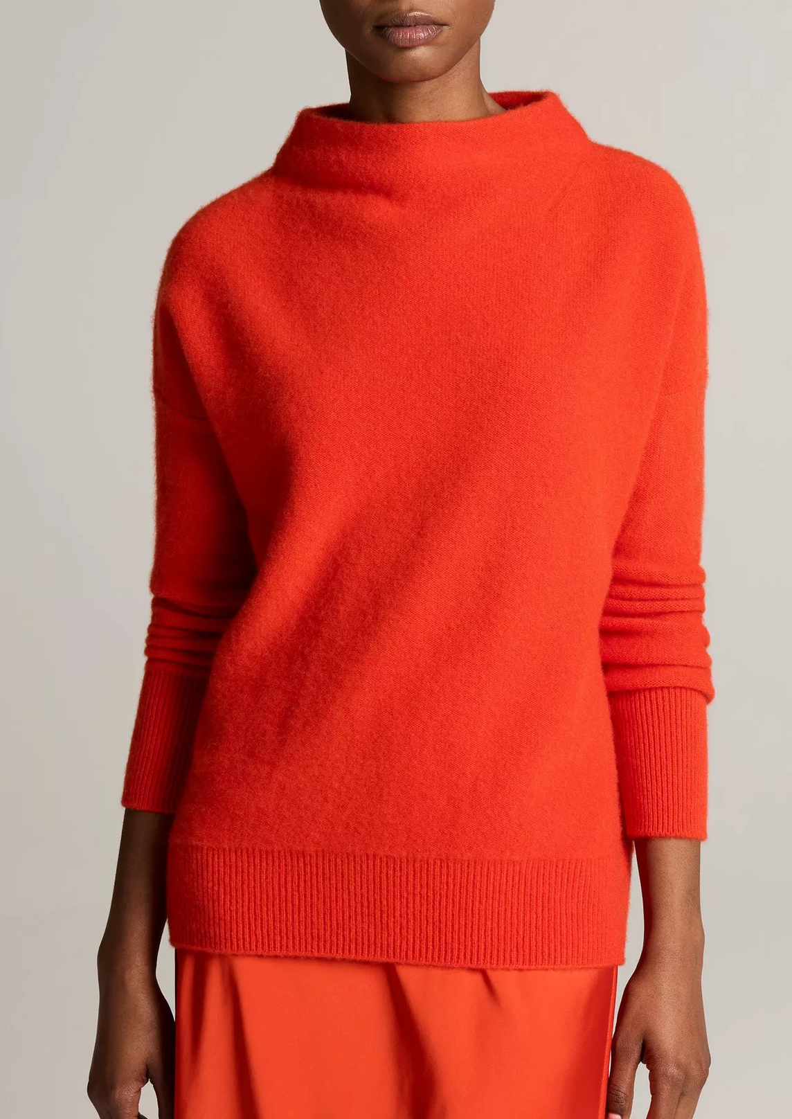 Plush Cashmere Funnel Neck Sweater in Crimson-Sweaters-Vince-Crimson-M-Mercantile Portland