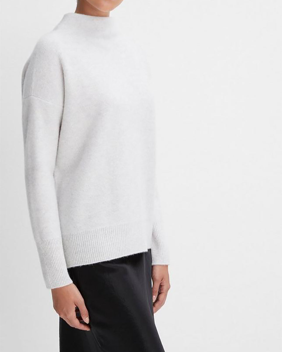 Plush Cashmere Funnel Neck Sweater-Sweaters-Vince-Heather Platinum-S-Mercantile Portland