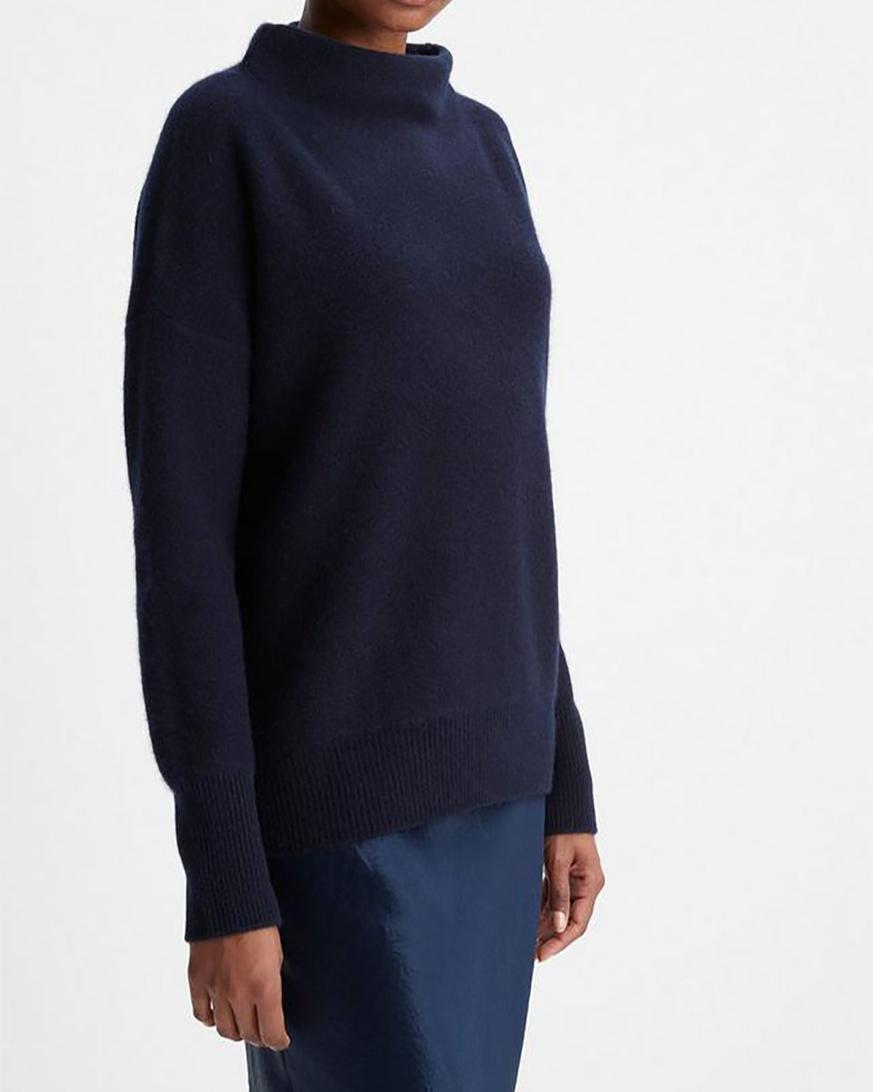 Plush Cashmere Funnel Neck Sweater-Sweaters-Vince-Heather Platinum-S-Mercantile Portland