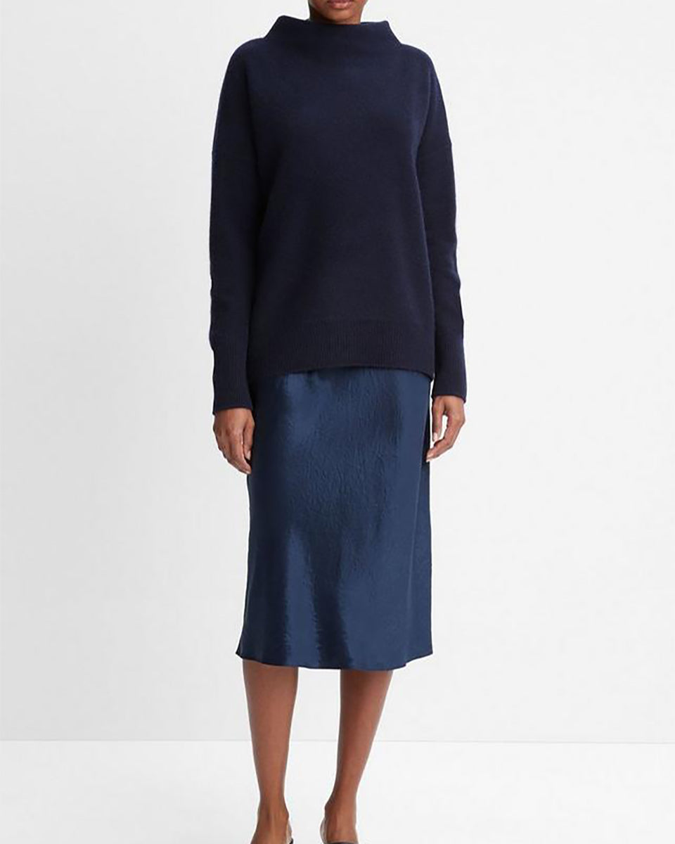 Plush Cashmere Funnel Neck Sweater-Sweaters-Vince-Heather Platinum-S-Mercantile Portland