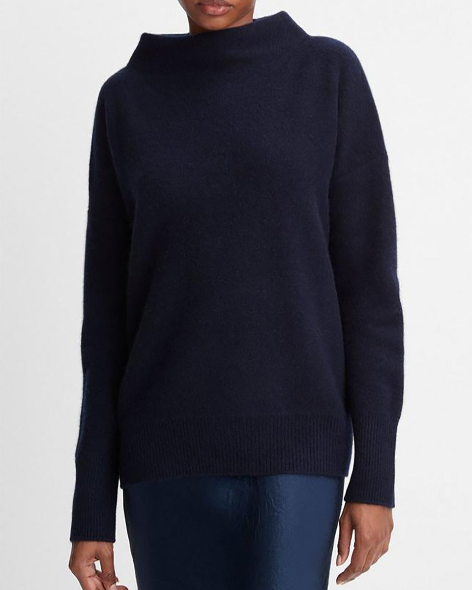 Plush Cashmere Funnel Neck Sweater-Sweaters-Vince-Coastal Blue-S-Mercantile Portland