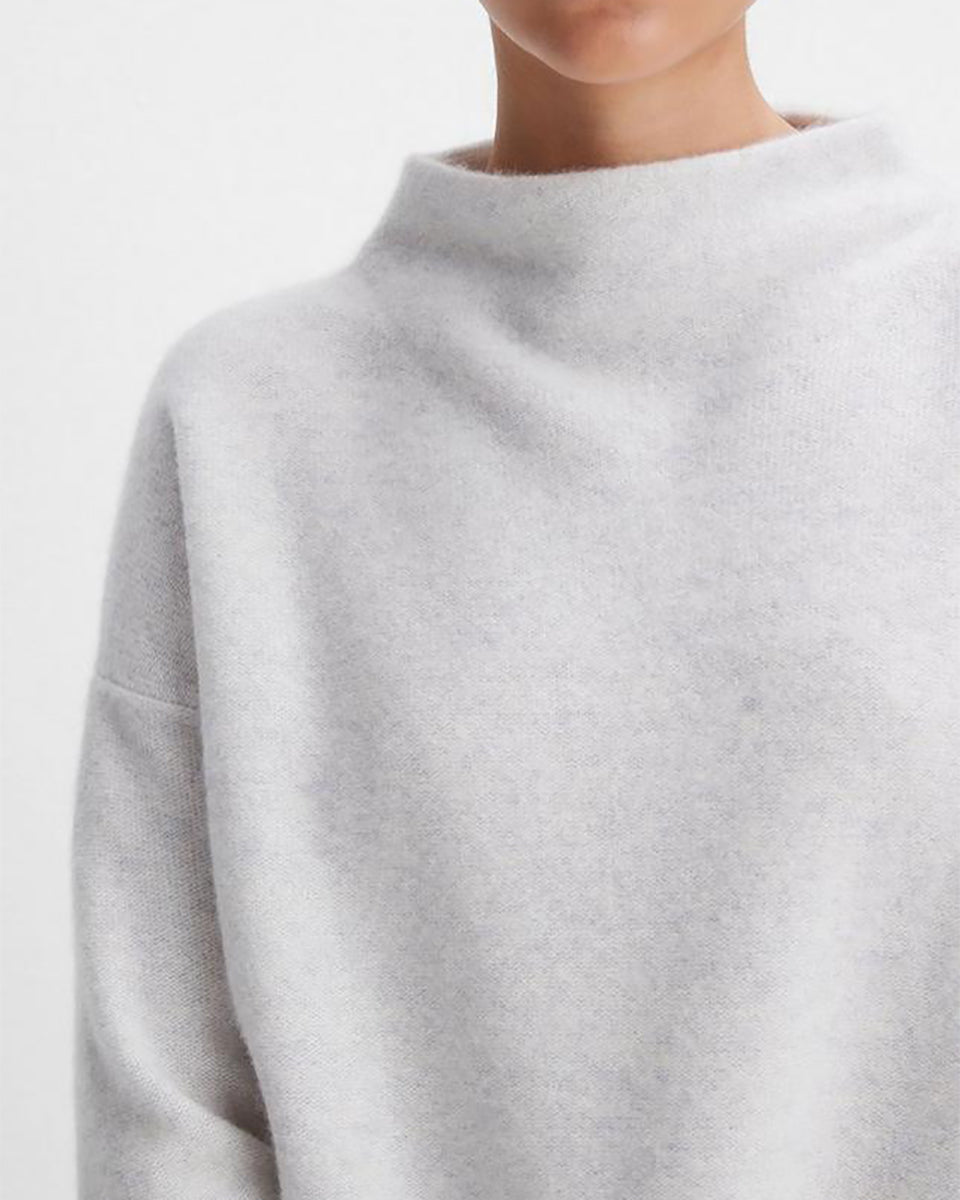 Plush Cashmere Funnel Neck Sweater-Sweaters-Vince-Heather Platinum-S-Mercantile Portland