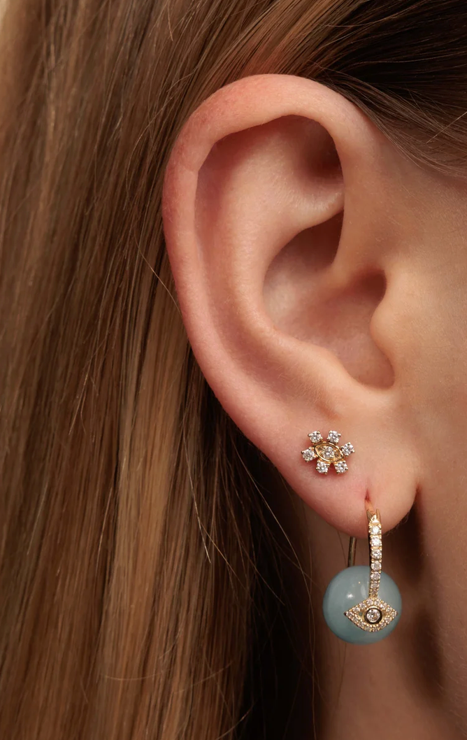 Protection Eye Bead Earrings-Jewelry-Sydney Evan-Yellow Gold-OS-Mercantile Portland