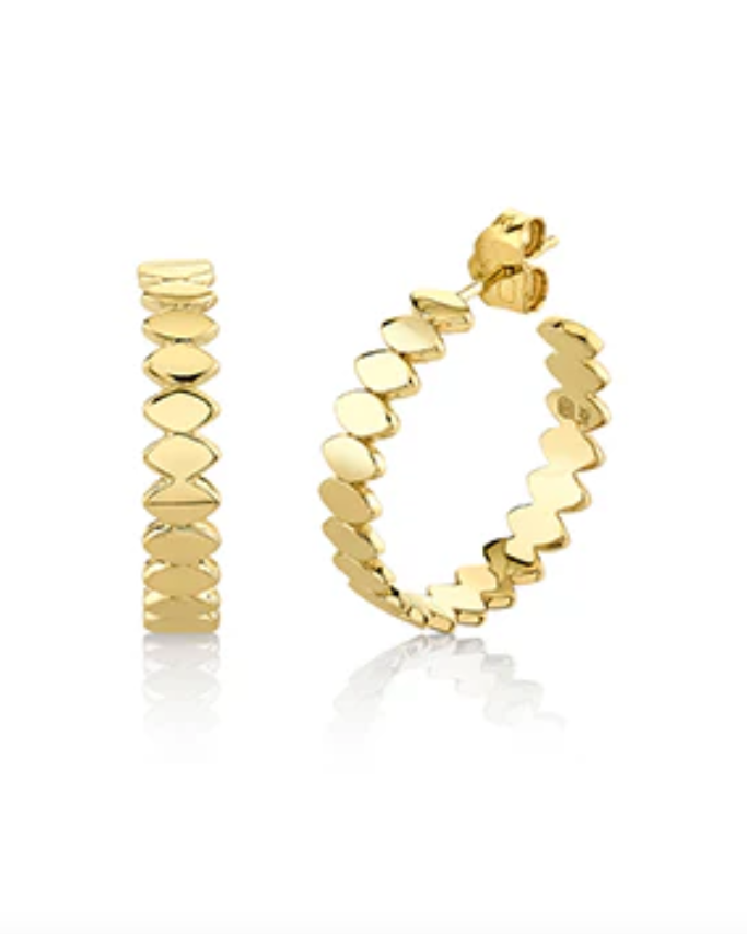 Pure Gold Marquise Eye Hoops-Jewelry-Sydney Evan-Yellow Gold-OS-Mercantile Portland