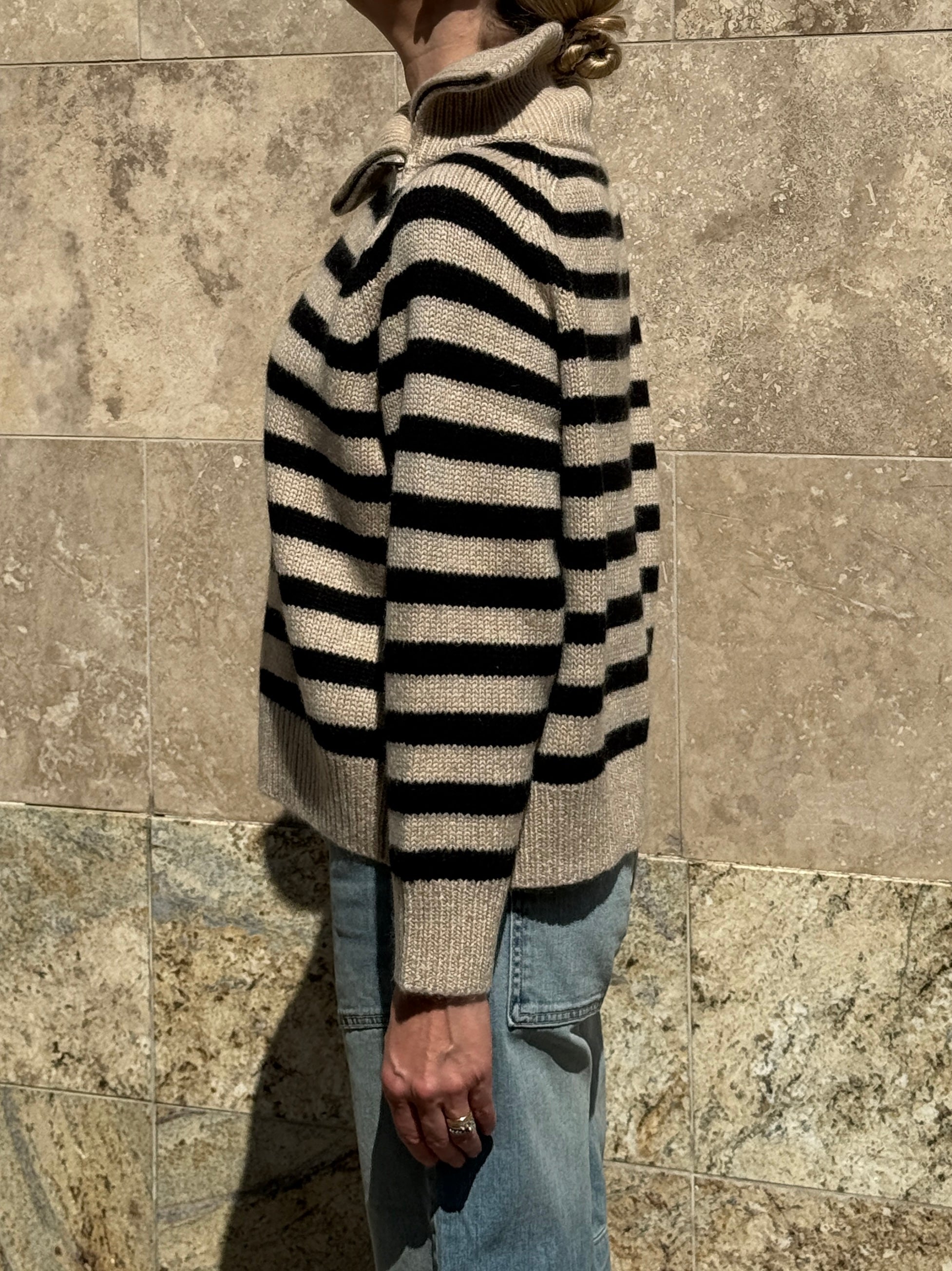 Raelynn Cashmere Sweater-Sweaters-Nili Lotan-Parchment/Black-XS-Mercantile Portland