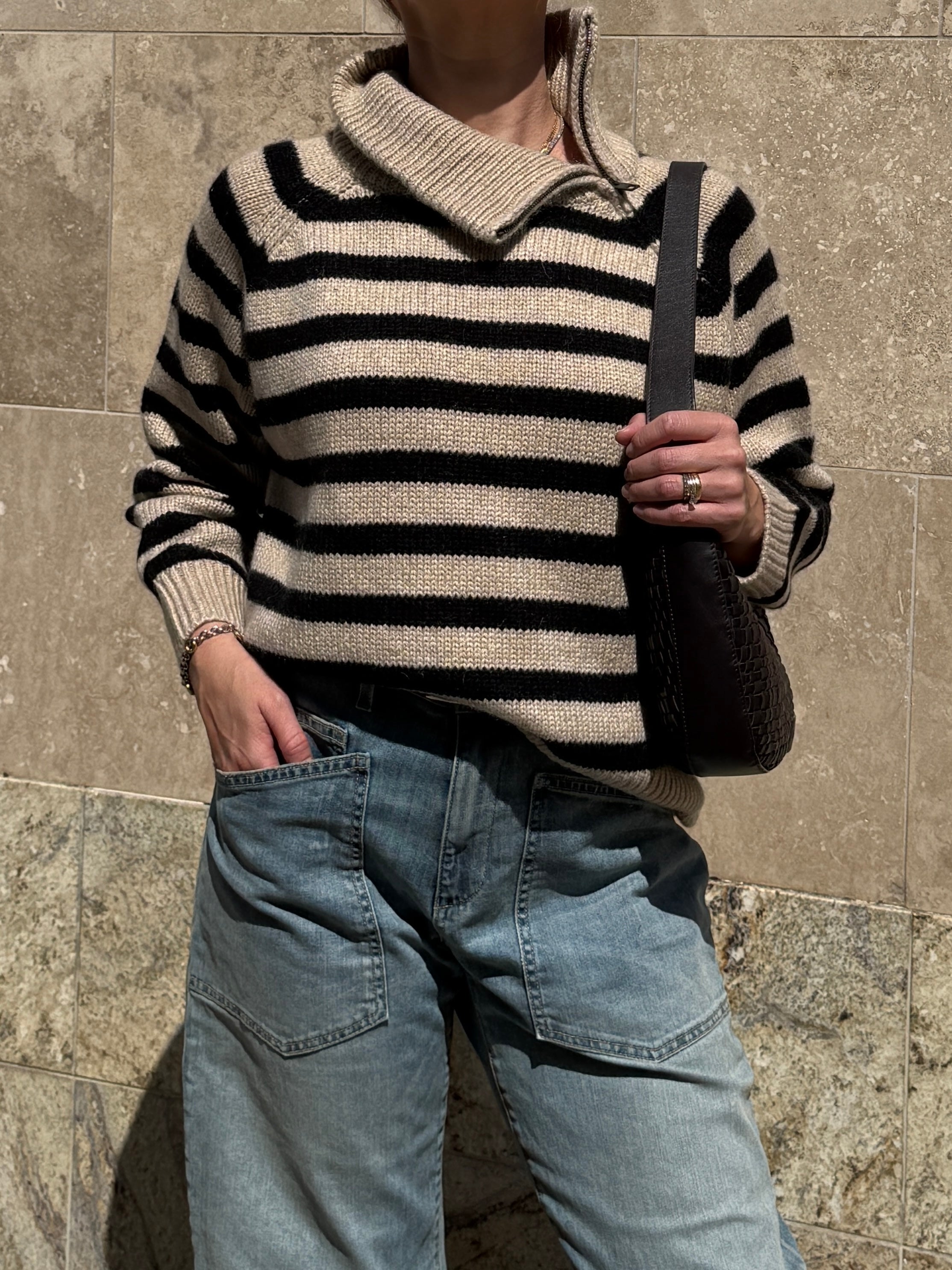 Raelynn Cashmere Sweater-Sweaters-Nili Lotan-Parchment/Black-XS-Mercantile Portland