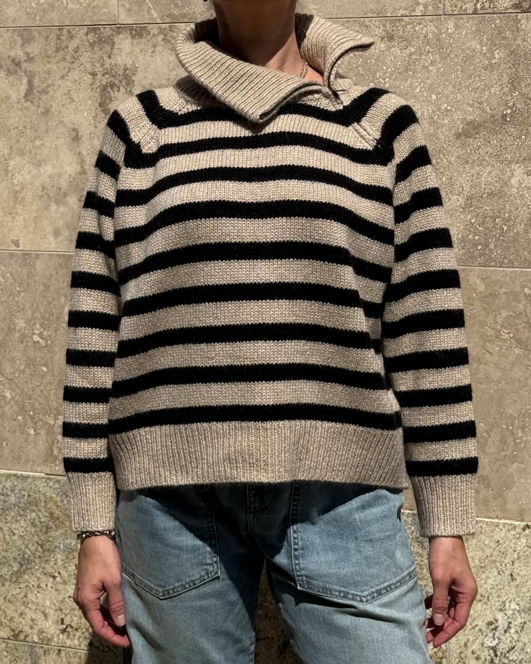 Raelynn Cashmere Sweater-Sweaters-Nili Lotan-Parchment/Black-XS-Mercantile Portland