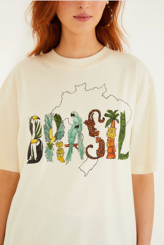 Relaxed Brasil T-Shirt-T-Shirts-Farm Rio-Off White-XS-Mercantile Portland