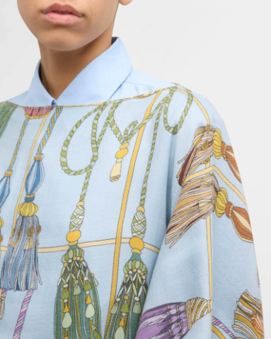 Remini Cashmere Printed Poncho-Kaftans and Ponchos-Rani Arabella-Light Blue-OS-Mercantile Portland