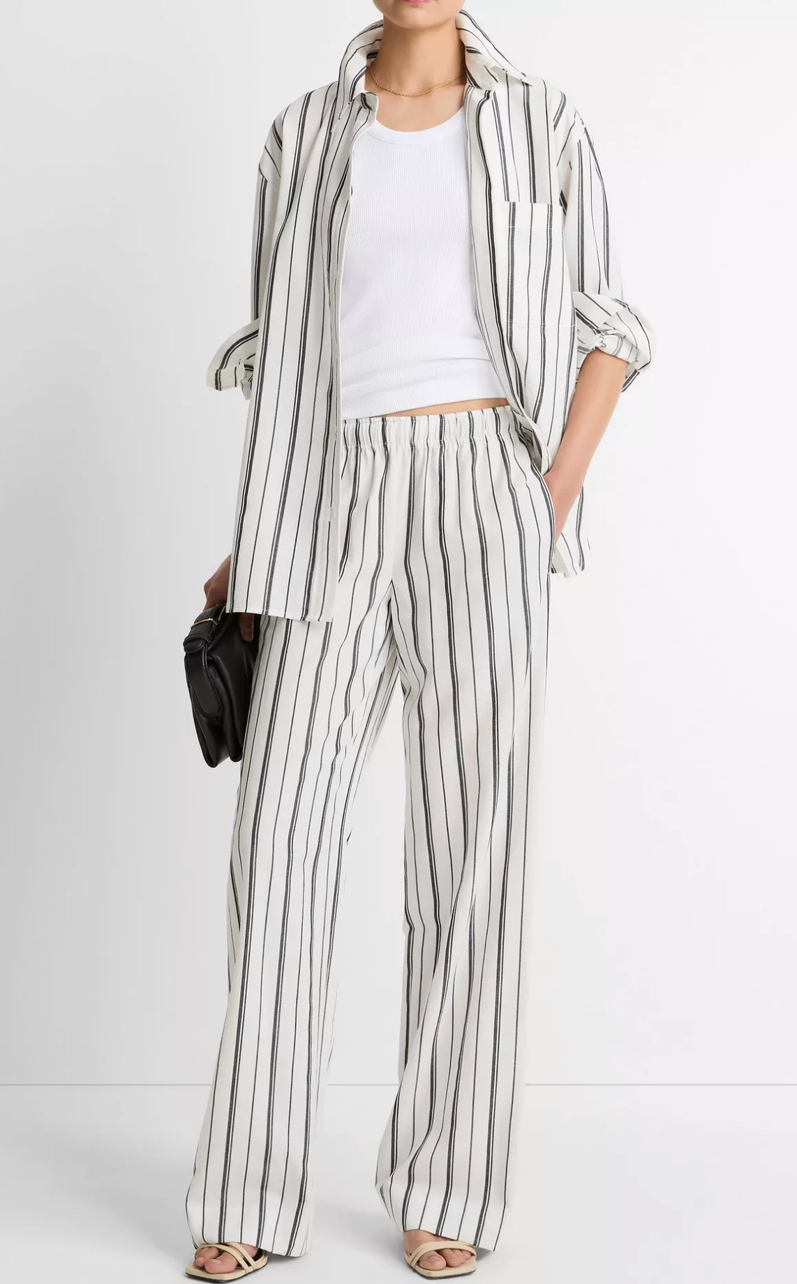 Resort Stripe Oversized Shirt-Shirts-Vince-White / Black-XXS-Mercantile Portland