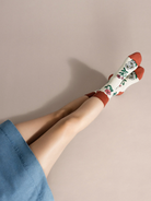 Retro Flower Crew-Socks-HANSEL FR BASEL-Rust-OS-Mercantile Portland