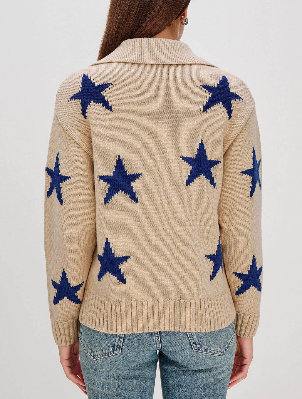 Rhea Cardigan with Cobalt Stars-Sweaters-Rails-Camel with Cobalt Stars-XS-Mercantile Portland