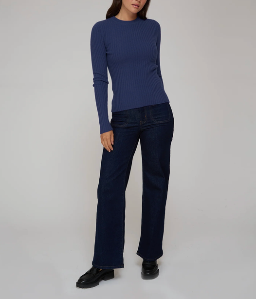 Rib Crew in Twilight Blue-Sweaters-Autumn Cashmere-Twilight Blue-XS-Mercantile Portland