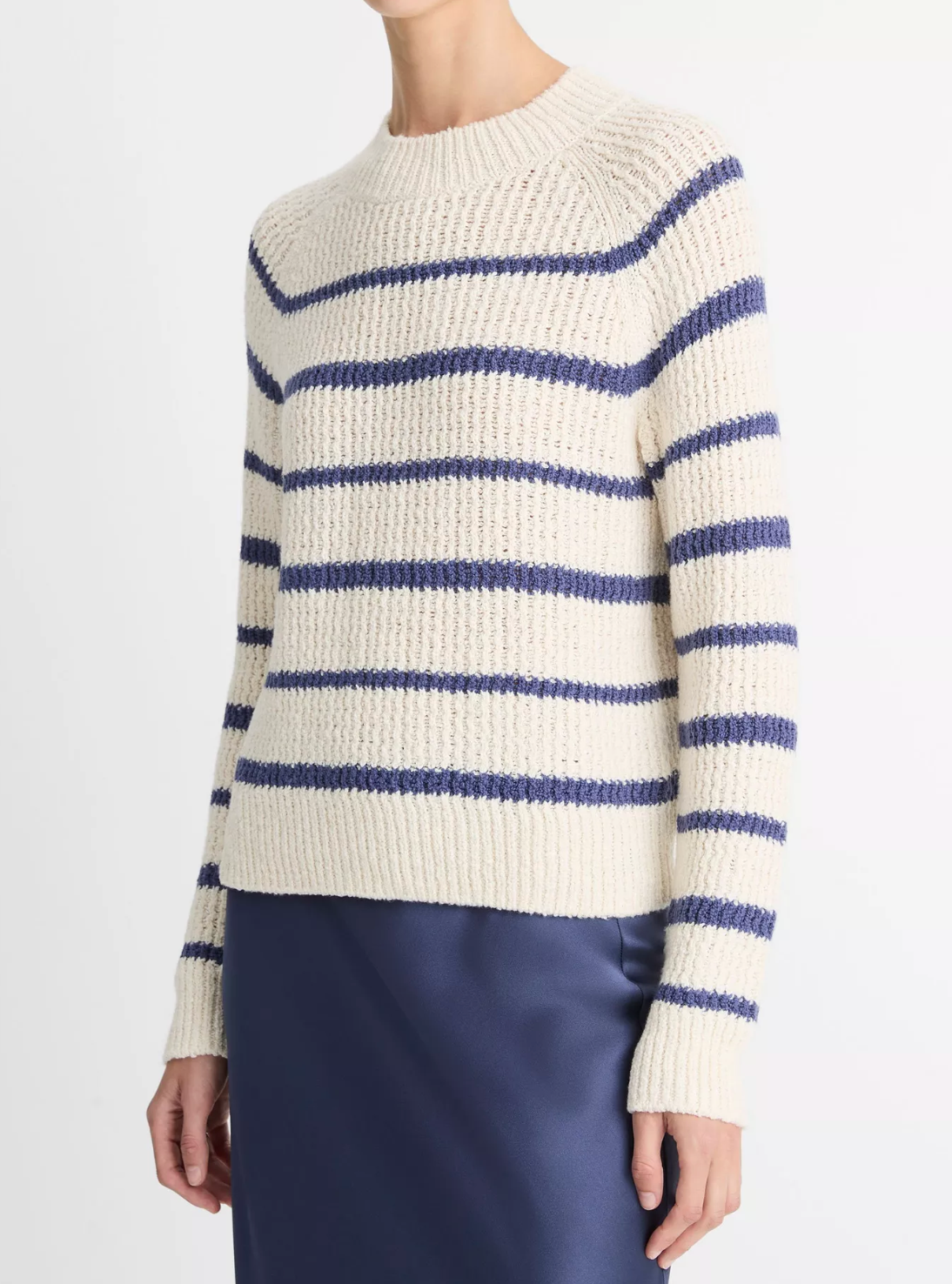 Ribbed Stripe Pullover-Sweaters-Vince-Pampas/Dark Peri-XXS-Mercantile Portland