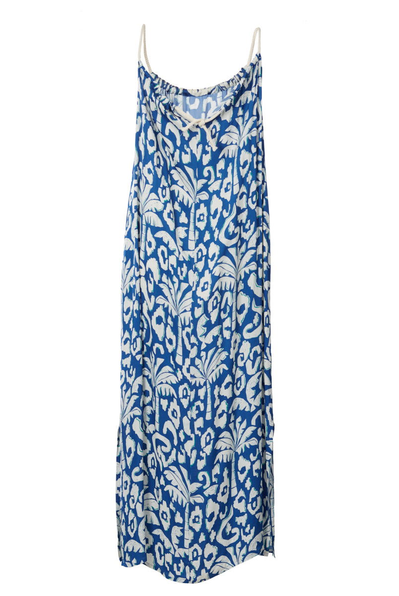 Rodjo Printed Viscose Satin Dress-Dresses-Hartford-Blue-0-Mercantile Portland