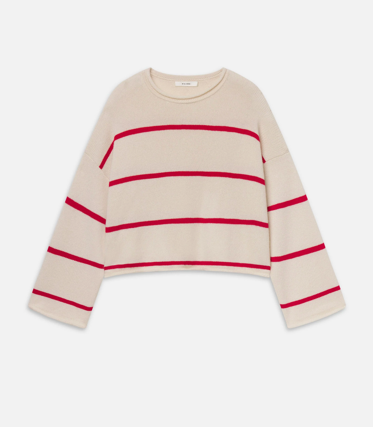 Rolled Hem Sweater in Cream Stripe-Sweaters-Frame-Cream Stripe-XS-Mercantile Portland