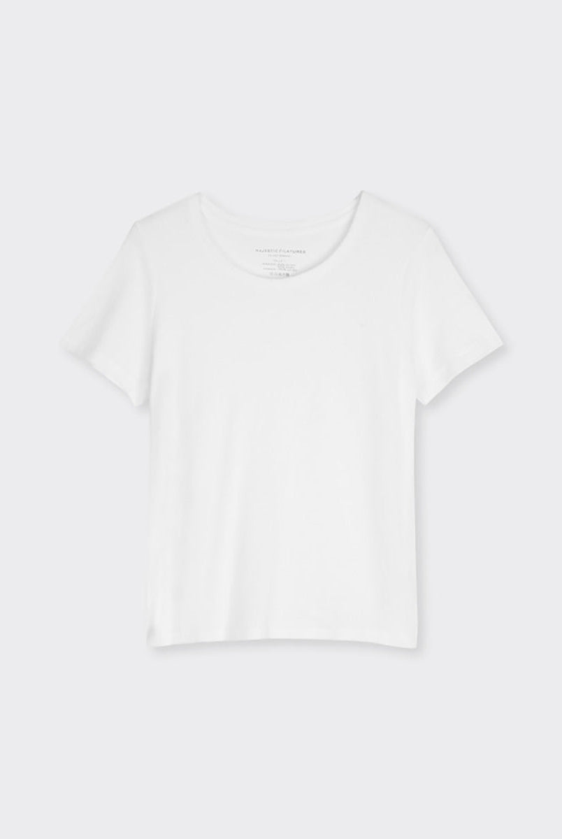 Round Neck Short Sleeve T-shirt-Shirts-Majestic Filatures-White-1-Mercantile Portland