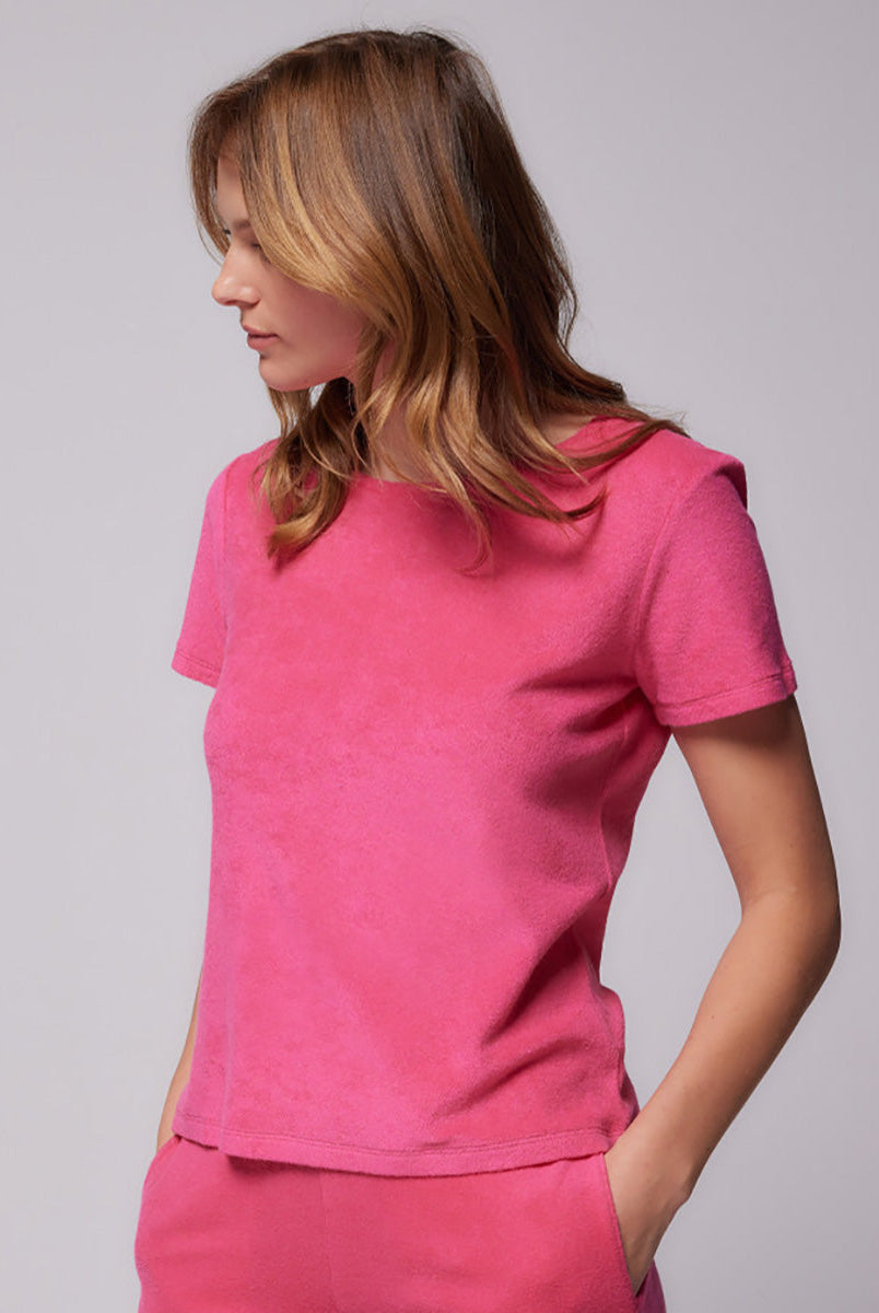 Round Neck Short Sleeve T-shirt-Shirts-Majestic Filatures-Flamingo-1-Mercantile Portland
