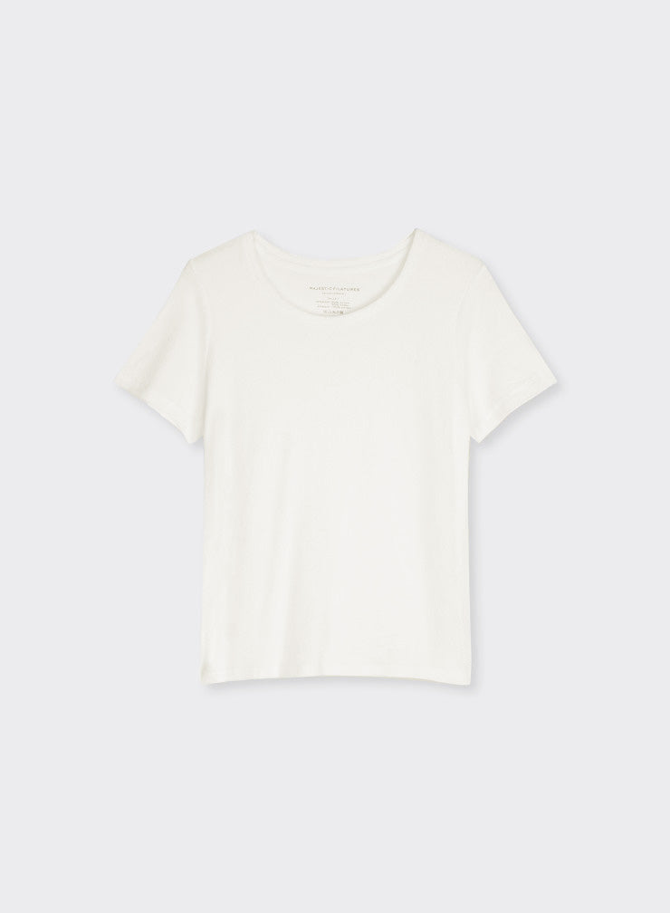 Round Neck Short Sleeve T-shirt-Shirts-Majestic Filatures-Milk-1-Mercantile Portland